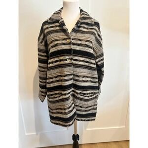 Western Ranch Long Sleeve Button Front Shacket Cozy‎ Oversized Bay Club